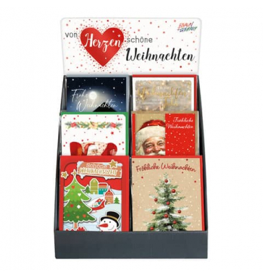 Weihnachtskarte  sortiert 6 Dekore a 12