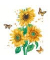 Motivservietten 209966, mehrfarbig / Sonnenblumen Bl&uuml;te, 3-lagig, 33x33cm