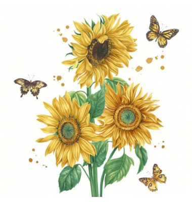 Motivservietten 209967, mehrfarbig / Sonnenblumen Bl&uuml;te, 3-lagig, 25x25cm