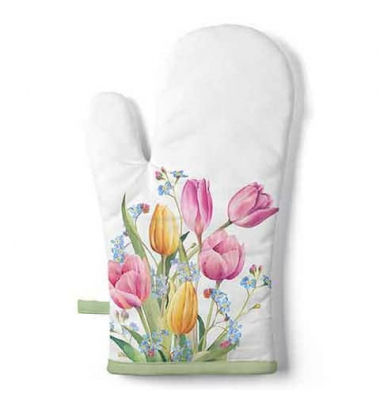 Ofenhandschuh  Tulpis, weiß/bunt, Größe Einheitsgröße 18x30cm