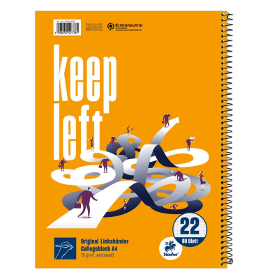 Collegeblock 044050022 Linkshänder / Lineatur 22, A4, 70g, 80 Blatt