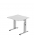 Schreibtisch, manuell höhenverstellbar, 65-85cm (H), 80x80cm (BxT), quadratisch, grau / silber