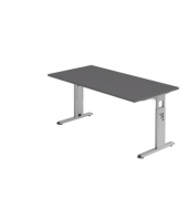 Schreibtisch, manuell höhenverstellbar, 65-85cm (H), 160x80cm (BxT), rechteckig, graphit / silber
