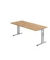 Schreibtisch, manuell höhenverstellbar, 65-85cm (H), 180x80cm (BxT), rechteckig, asteiche / silber