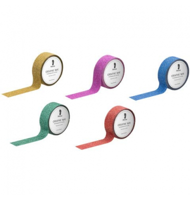 Klebeband 801010523998, sortierte Motive, 15mm x 5m, farbig sortiert Glitter