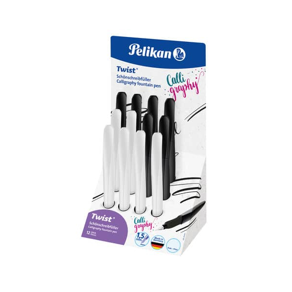 12 Stück Pelikan Calligraphiefüller 1,5mm Twist sortiert  Pelikan