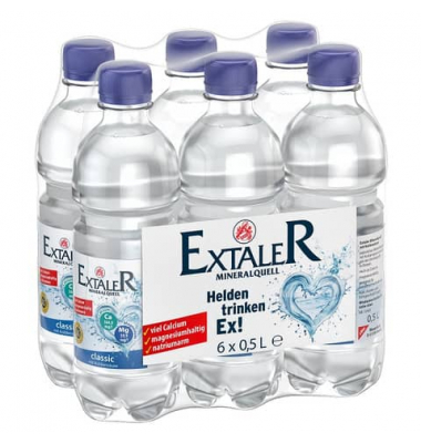 Mineralwasser Classic 15405, mit Kohlens&auml;ure, 6x 0,5  Liter in PET-Flasche