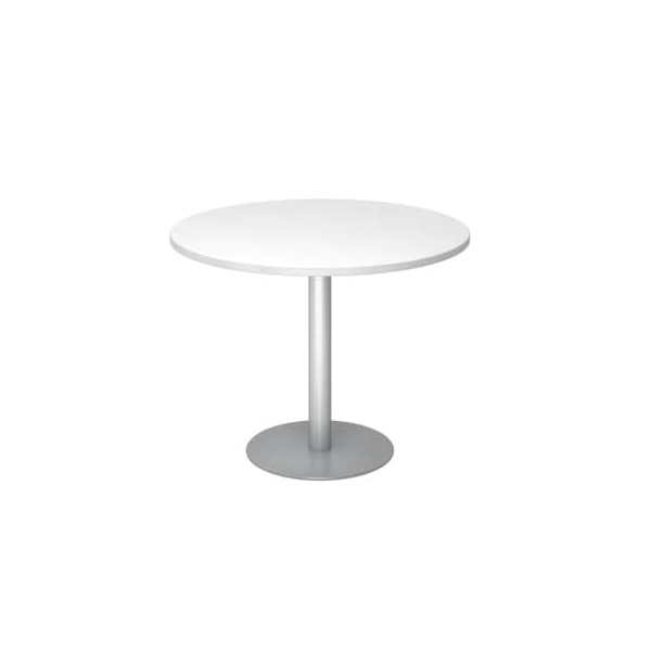 Hammerbacher Besprechungstisch STF, 74,5cm (H), 100x100cm (BxT), rund, weiß / silber  Hammerbacher