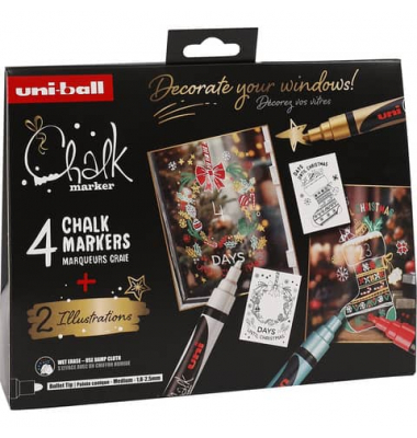 Kreidemarker Uni Chalk 4ST sortiert