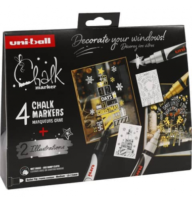 Kreidemarker Uni Chalk 4STsortiert