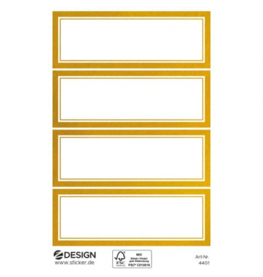 Sticker Rahmen rechteckig gold weiß