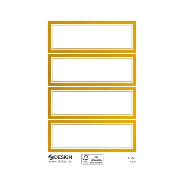 10 Stück AVERY Zweckform Sticker Rahmen rechteckig gold weiß 4004182044018 AVERY Zweckform 12 Stück
