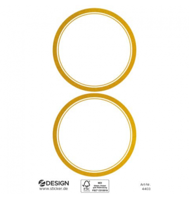 Sticker Rahmen rund gold weiß