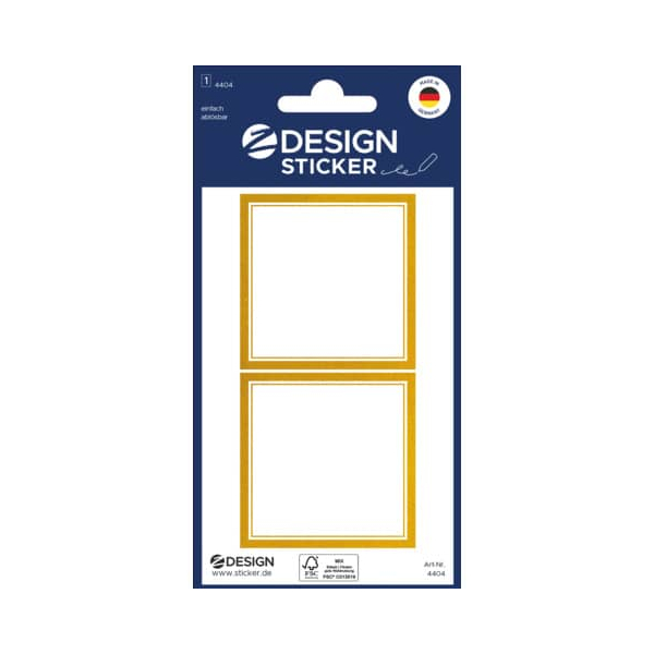 10 Stück AVERY Zweckform Sticker Rahmen quadratisch gold weiß 4004182044049 AVERY Zweckform 6 Stück