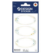 Sticker Floral Rahmen oval goldgrünws