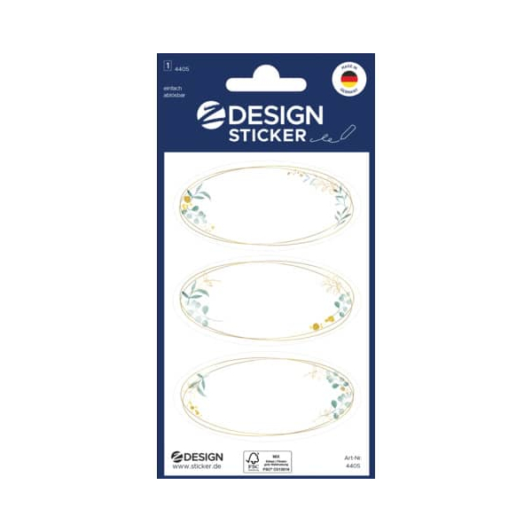 10 Stück AVERY Zweckform Sticker Floral Rahmen oval goldgrünws 4004182044056 AVERY Zweckform 9 Stück