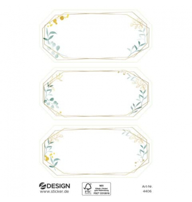 Sticker Floral Rahmen grün weiß