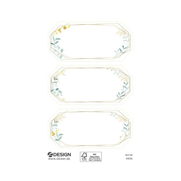 10 Stück AVERY Zweckform Sticker Floral Rahmen grün weiß 4004182044063 AVERY Zweckform 9 Stück