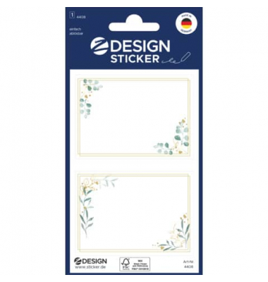 Sticker Floral Rahmen rechteck goldgrün