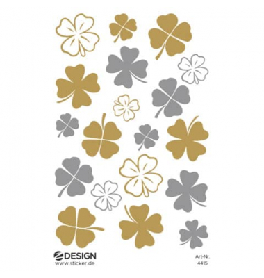 Sticker Kleeblatt transparent gold silbe
