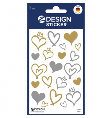 Sticker Herzen transparent gold silber