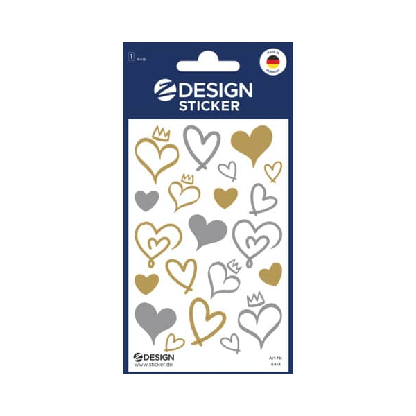 10 Stück AVERY Zweckform Sticker Herzen transparent gold silber 4004182044162 AVERY Zweckform 21 Stück