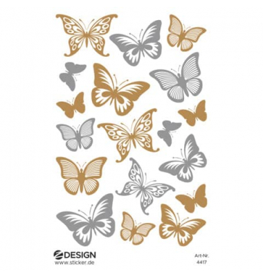 Sticker Schmetterlinge transparent gold