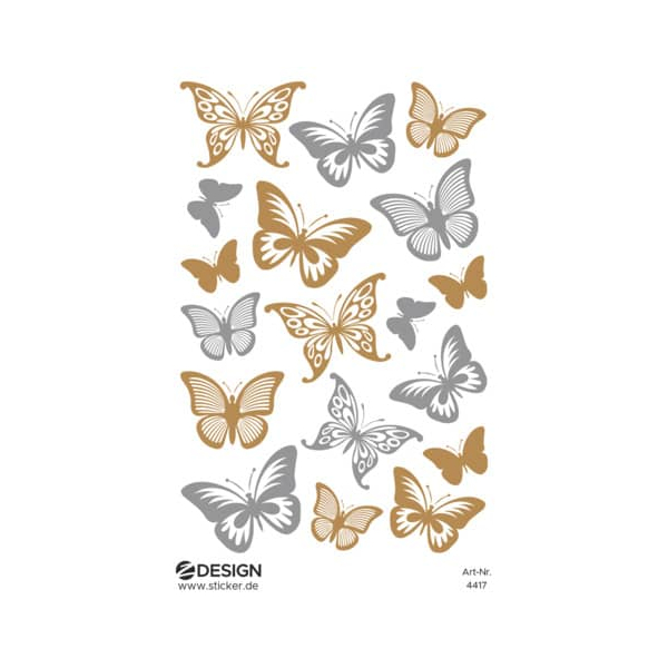 10 Stück AVERY Zweckform Sticker Schmetterlinge transparent gold 4004182044179 AVERY Zweckform 18 Stück