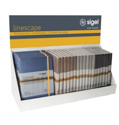 Notizbuch SF455, Linescape, farbig sortiert, A5, liniert, kariert, 80g, 88 Blatt / 176 Seiten