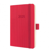 Buchkalender C2535, rot, 1 Woche / 2 Seiten, 9,3x14cm (A6), 2026