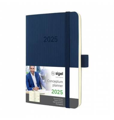 Buchkalender C2533, Conceptum, dunkelblau, 2 Seiten / 1 Woche, 140x93mm (ca. A6), 2026