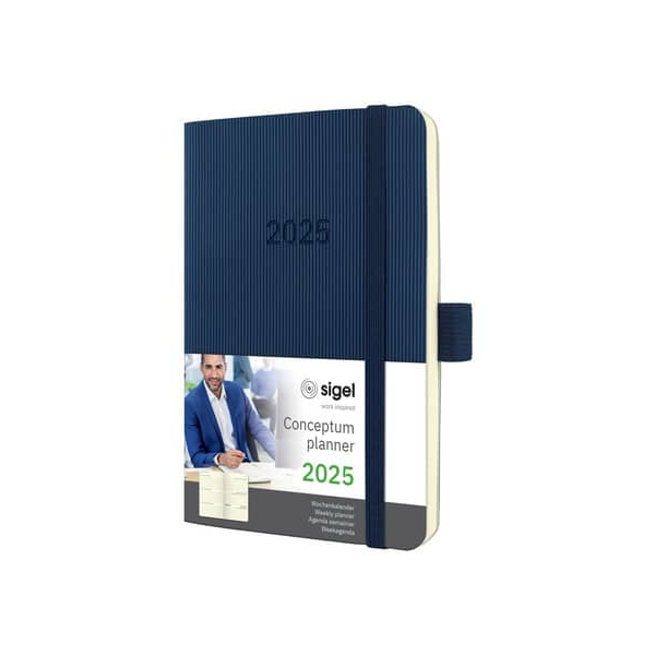 12 Stück Sigel Buchkalender C2533, Conceptum, dunkelblau, 1 Woche / 2 Seiten, 140x93mm (ca. A6), 2026 4004360779831 Sigel