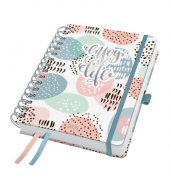 Buchkalender J5602, rosa, mint, grau, 1 Woche / 2 Seiten (A5), 2026