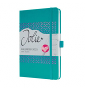 Buchkalender J5215, Jolie, t&uuml;rkis, lila, rosa, 1 Woche / 2 Seiten, 13,5x20,3cm (A5), 2025