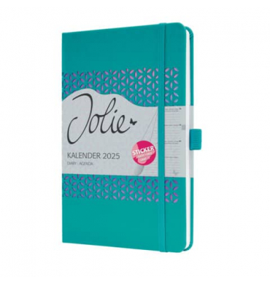 Buchkalender J5215, Jolie, t&uuml;rkis, lila, rosa, 1 Woche / 2 Seiten, 13,5x20,3cm (A5), 2025