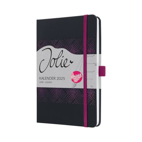 12 Stück Sigel Buchkalender J5213, schwarz, pink, 1 Woche / 2 Seiten (A5), 2026 4004360782442 Sigel