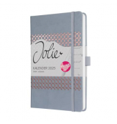 Buchkalender J5209, Jolie, grau, 1 Woche / 2 Seiten, 13,5x20,3cm (A5), 2025