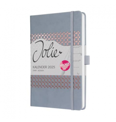 Buchkalender J5209, grau, 1 Woche / 2 Seiten, 13,5x20,3cm (A5), 2026