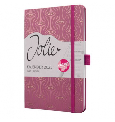 Buchkalender J5357, pink, gold, 2 Seiten / 1 Woche, , 2025