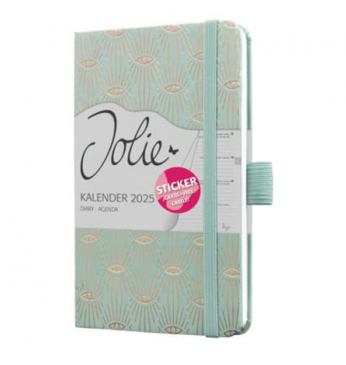 Buchkalender J5356, Jolie, hellblau, kupfer, 1 Woche / 2 Seiten, 9,5x15cm (A6), 2025