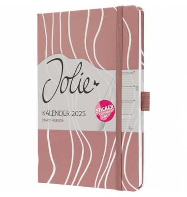 Buchkalender J5351, ros&eacute;, 1 Woche / 2 Seiten, 13,5x20,3cm (A5), 2026