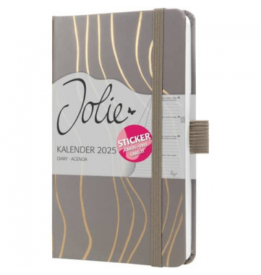 Buchkalender J5350, Jolie, hellbraun, 1 Woche / 2 Seiten, 9,5x15cm (A6), 2025