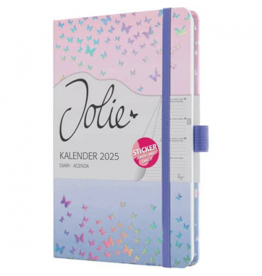 Buchkalender J5347, rosa, lila, 2 Seiten / 1 Woche, , 2025
