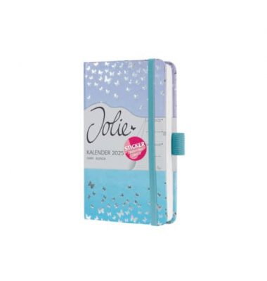 Buchkalender J5346, Jolie, lila, hellblau, silber, 1 Woche / 2 Seiten, 9,5x15cm (A6), 2025