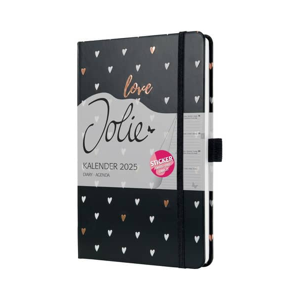 12 Stück Sigel Buchkalender J5335, schwarz, weiß, kupfer, 1 Woche / 2 Seiten (A5), 2026 4004360783357 Sigel