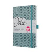 Buchkalender J5133, mittelblau, 1 Woche / 2 Seiten, 13,5x20,3cm (A5), 2026