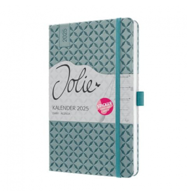 Buchkalender J5133, Jolie, mittelblau, 1 Woche / 2 Seiten, 13,5x20,3cm (A5), 2025