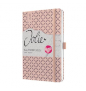 Buchkalender J5131, Jolie, ros&eacute;, 1 Woche / 2 Seiten, 13,5x20,3cm (A5), 2025
