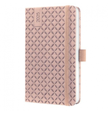 Buchkalender J5130, rosé, 1 Woche / 2 Seiten, 9,5x15cm (A6), 2026