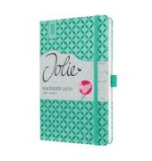 Buchkalender J5127, Jolie, mintgr&uuml;n, 1 Woche / 2 Seiten, 13,5x20,3cm (A5), 2025